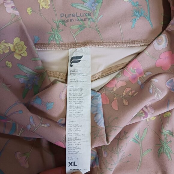 Fabletics Pure Luxe Beige Floral High Waist Leggings XL - Picture 7 of 9